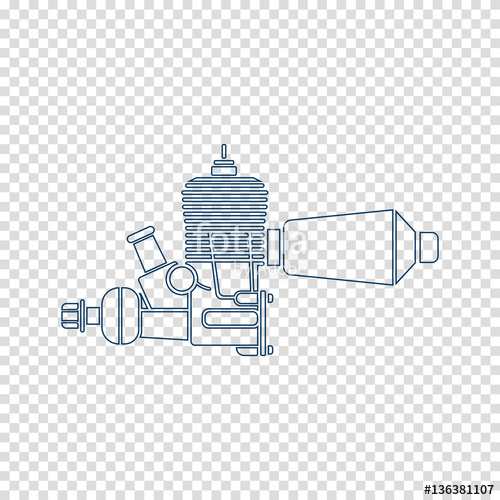 500x500 Airplane Micro Engine With Muffler Vector Icon Stock Image And