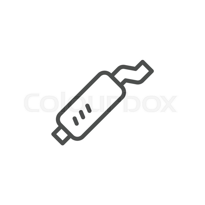 800x800 Car Muffler Line Icon Isolated On White. Vector Illustration