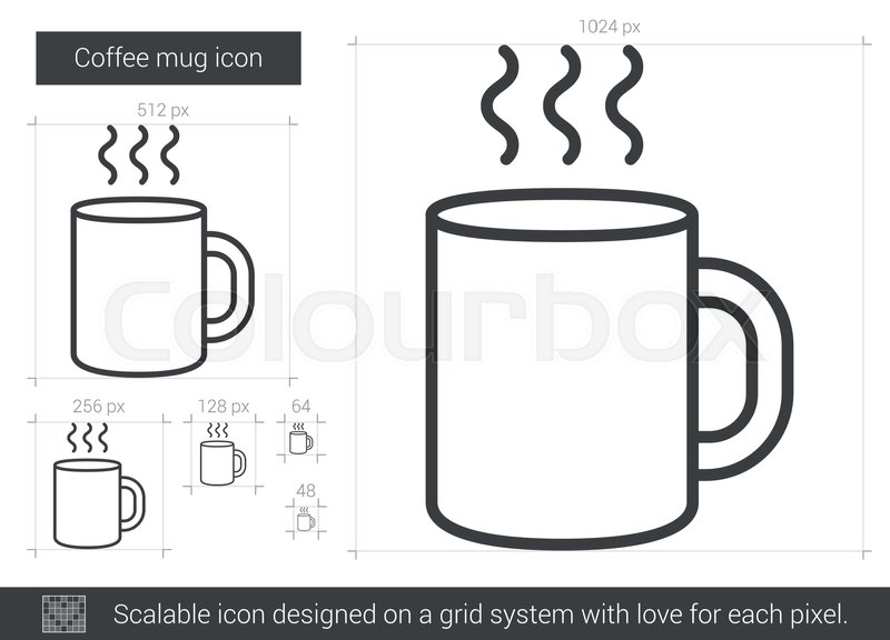800x576 Coffee Mug Vector Line Icon Isolated On White Background. Coffee
