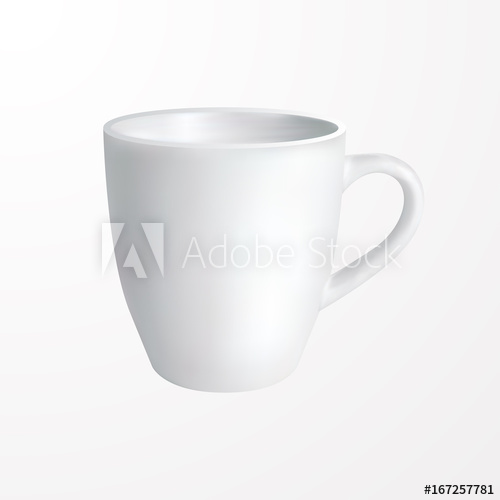 500x500 White Mug Vector Illustration Realistic Design Template Of Classic