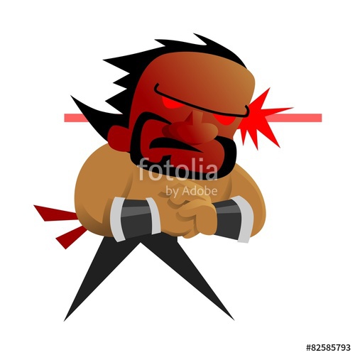 500x500 Muscle Guy With Beard And Mullet Hair Cartoon Set Stock Image And