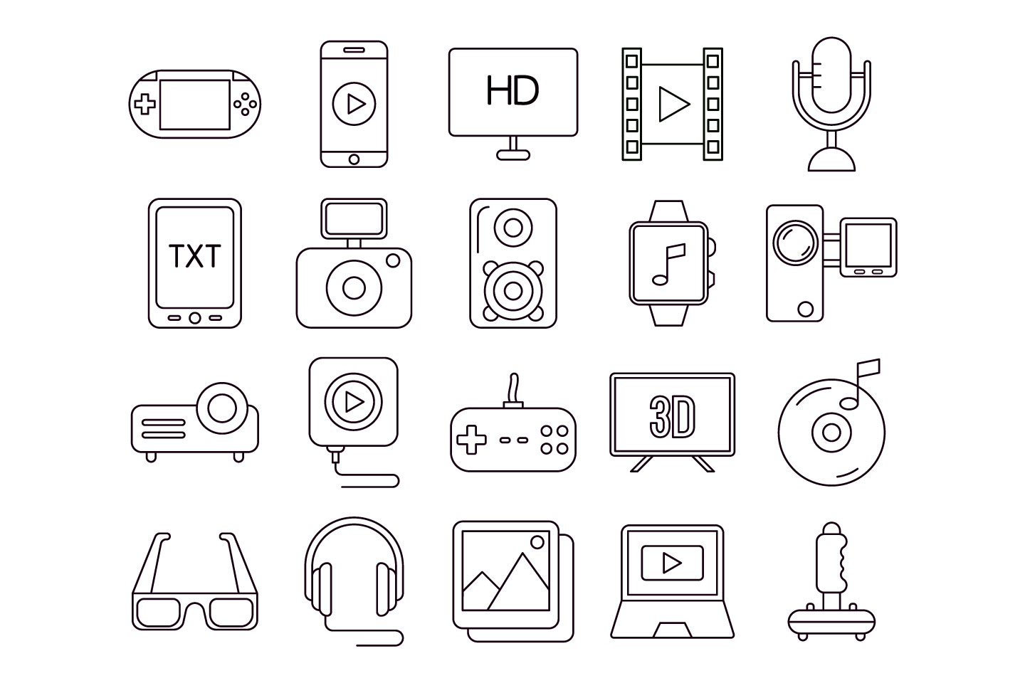 1440x960 Multimedia Vector Free Icon Set