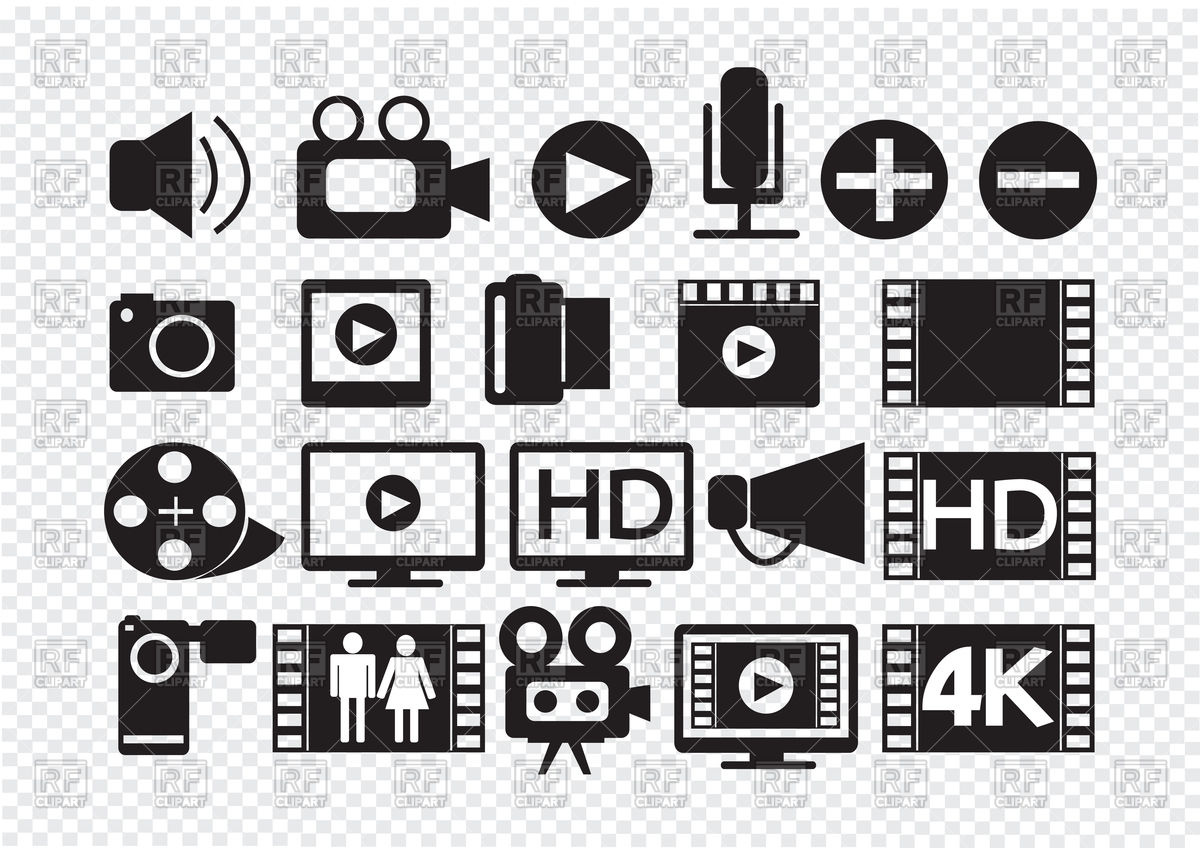 1200x848 Video And Movie Multimedia Icons Vector Image Vector Artwork Of