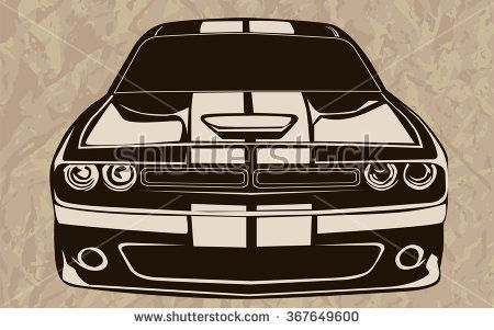 450x301 Old School Muscle Cars Inspired Cartoon Sketch. Vector Abstract