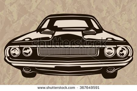 450x301 Retro Muscle Cars Inspired Cartoon Sketch. Vector Abstract Old
