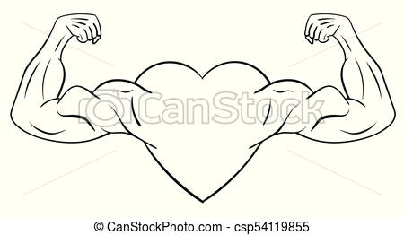 450x262 Heart With Muscular Arms. The Concept Of A Strong Heart. Vector