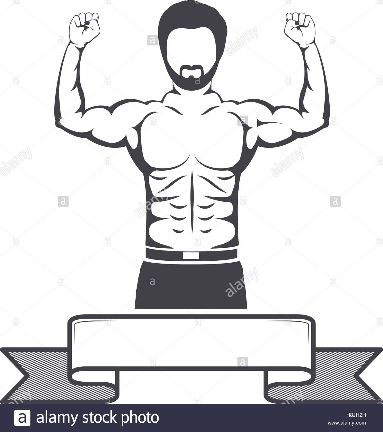1234x1390 Muscular Body Label Vectors Silhouette Half Body Muscle Man With