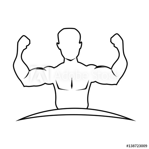 500x500 Silhouette Half Body Muscle Man Vector Illustration