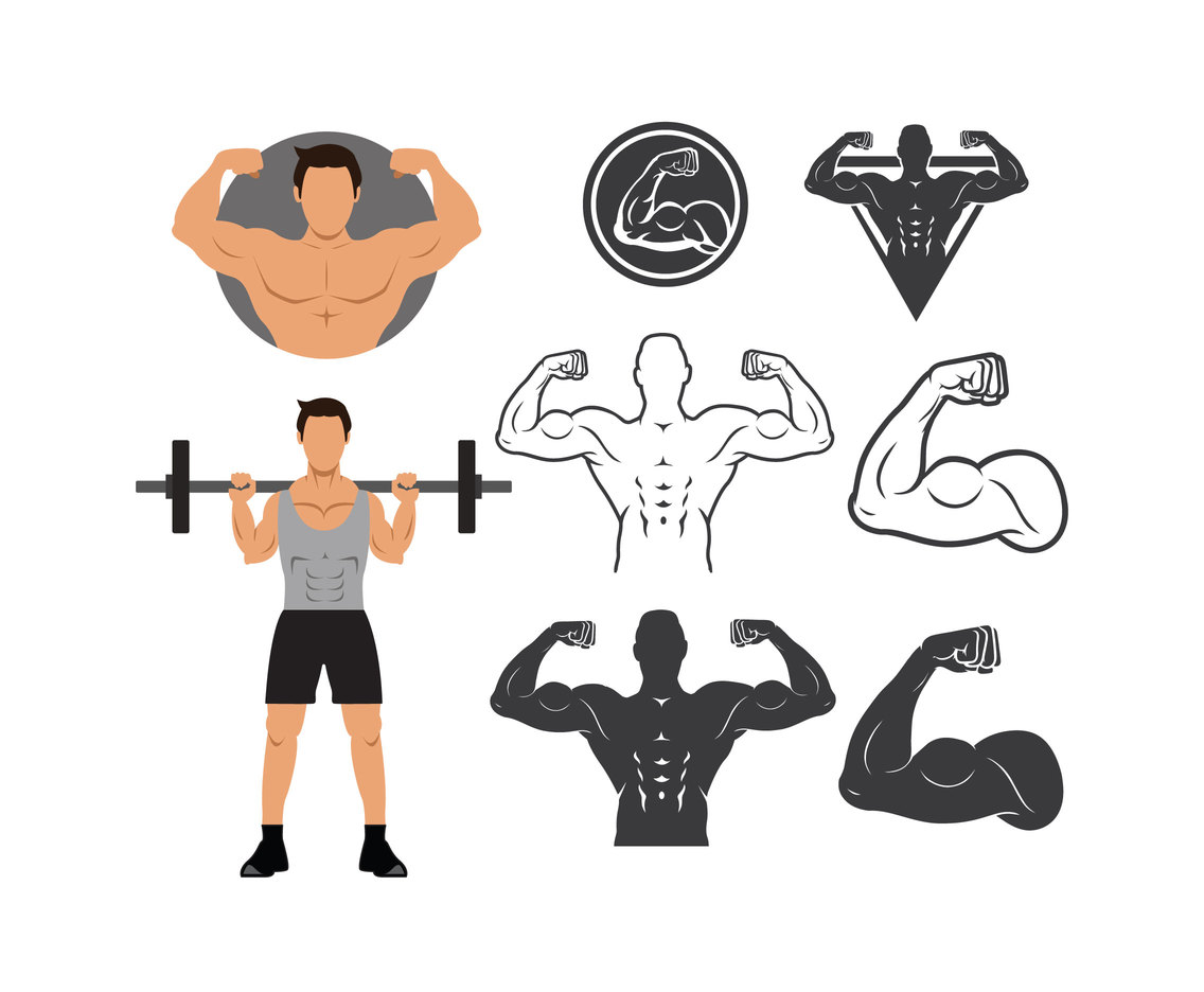 1136x936 Man Flexing Muscle With Silhouette Icons Vector Art Amp Graphics