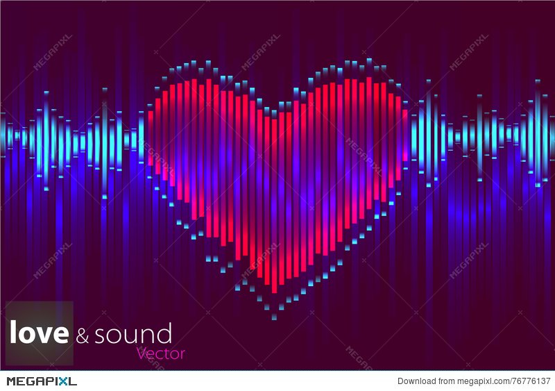 800x563 Digital Music Heart Equalizer. Vector Illustration. Illustration