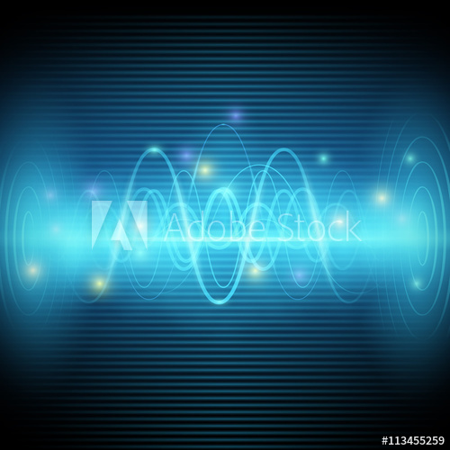 500x500 Abstract Sound Waves, Blue Light Music Equalizer Vector Design