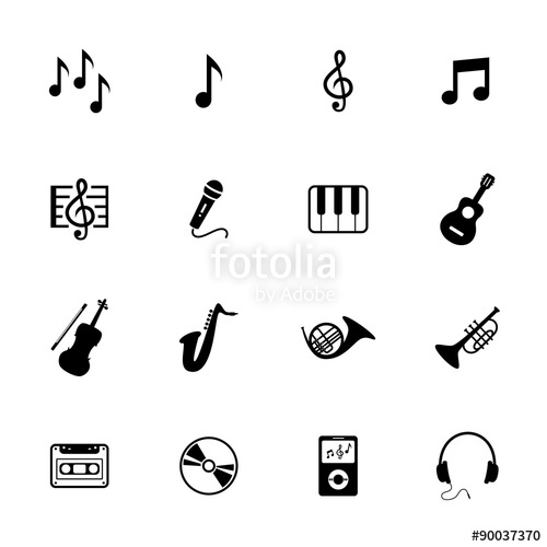 500x500 Music Icons. Musical Icon. Vector. Black Icon. Stock Photo And