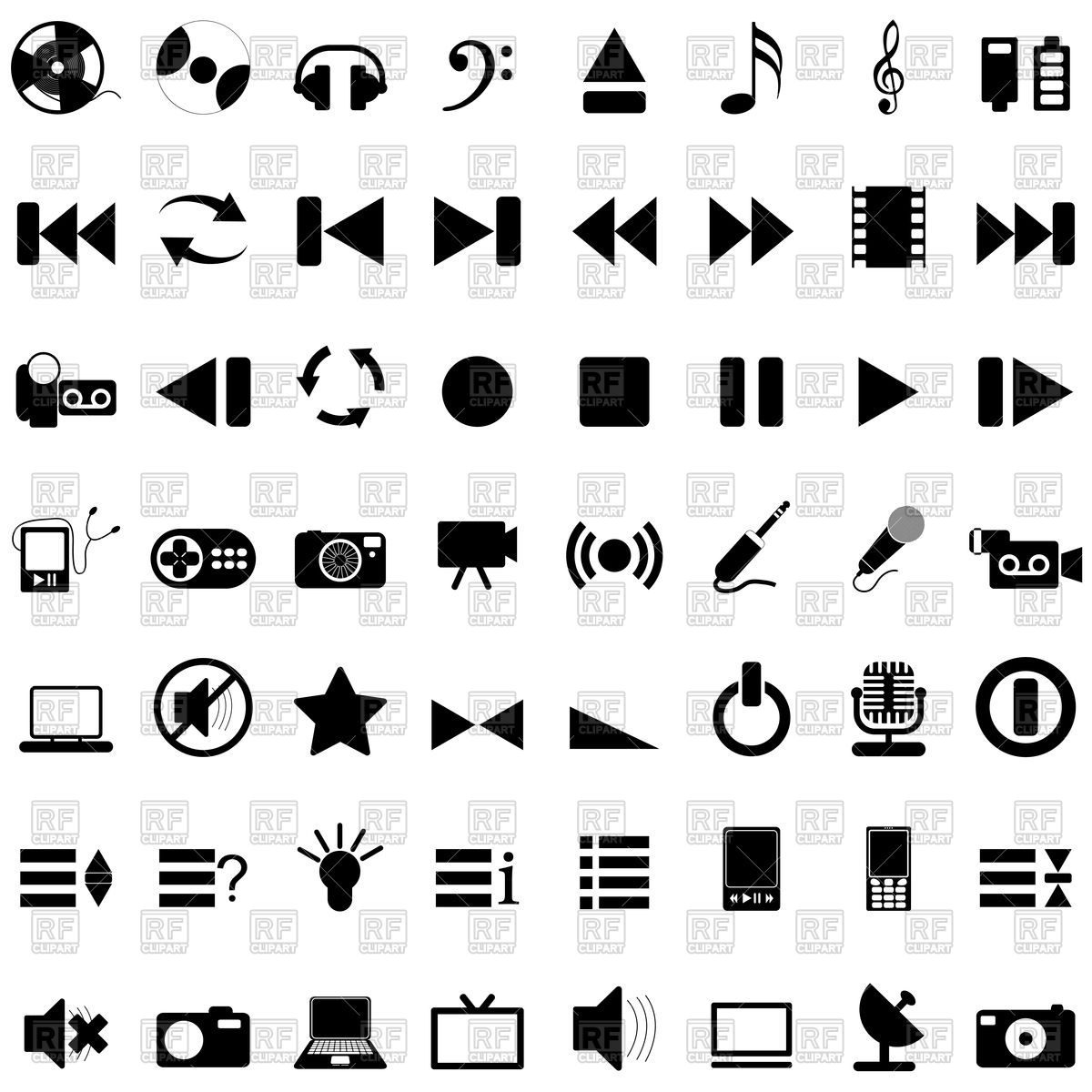 1200x1200 Set Of Music Icons Vector Image Vector Artwork Of Signs, Symbols