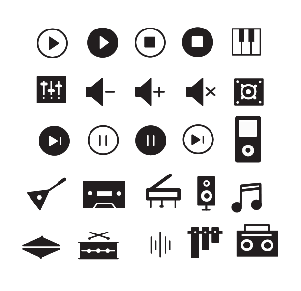 612x592 Free Music Controls Vector Icon Pack