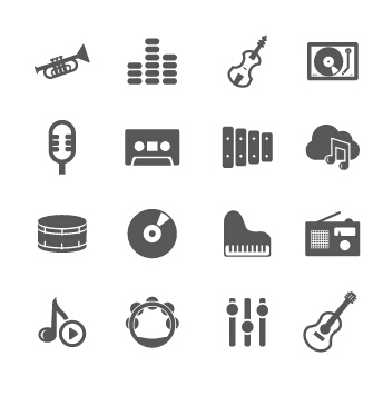 344x356 Gray Music Icons Vector Material Free Download