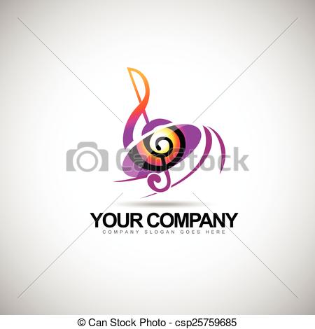 450x470 Music Logo Vector. Music Vector. Musical Key Note Template For A