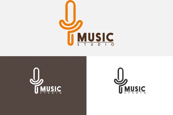 600x399 Music Studio Logo Sets Microphone Symbol And Text Free Vector In