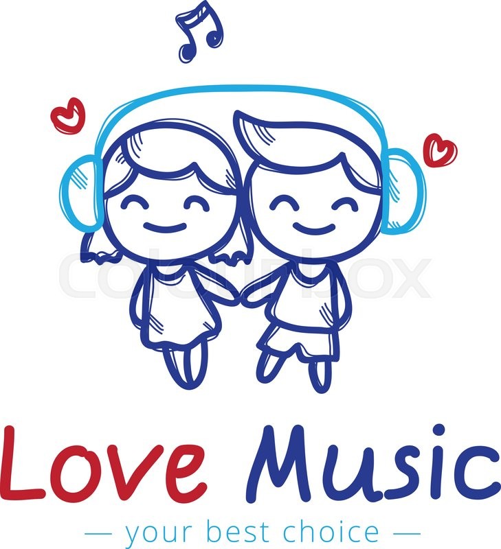 729x800 Vector Sketch Style Girl And Boy In Headphones Cartoon Characters