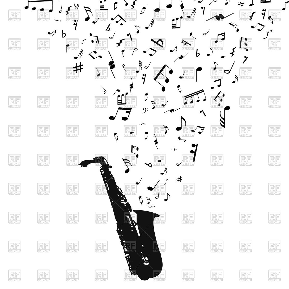 1200x1200 Saxophone With Musical Notes Vector Image Vector Artwork Of