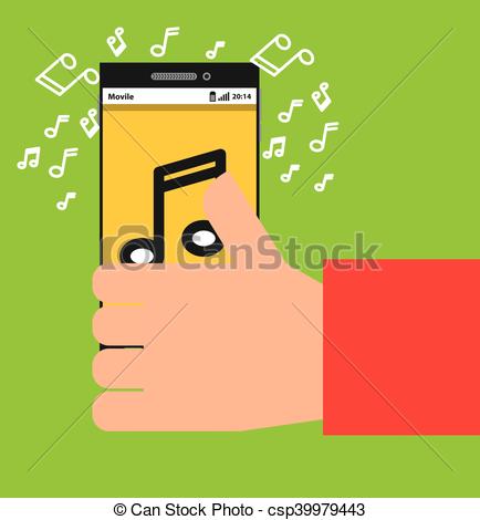 434x470 Hand Human User Music Player Vector Illustration Design.