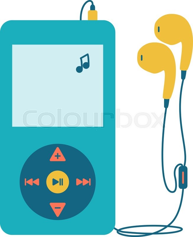 653x800 Music Player With Headphones. Music Device Flat Icon. Vector