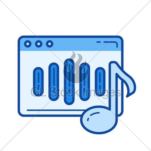 500x500 Online Music Player Line Icon. Gl Stock Images