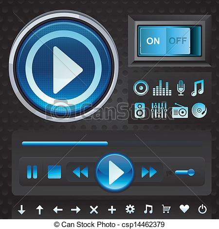 450x470 Vector Set With Interface For Music Player. Vector Set With