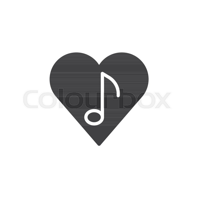 800x800 Musical Note In Heart Icon Vector, Filled Flat Sign, Solid