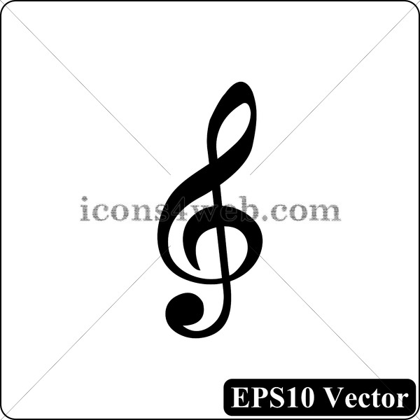 600x600 Sol Key Music Symbol Black Icon. Eps10 Vector.