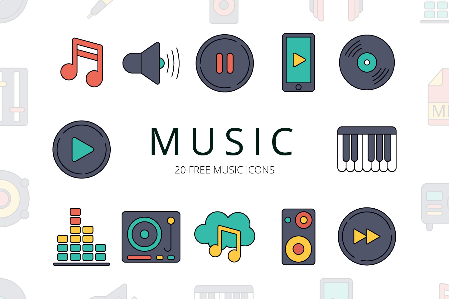 1440x960 Music Vector Free Icon Set