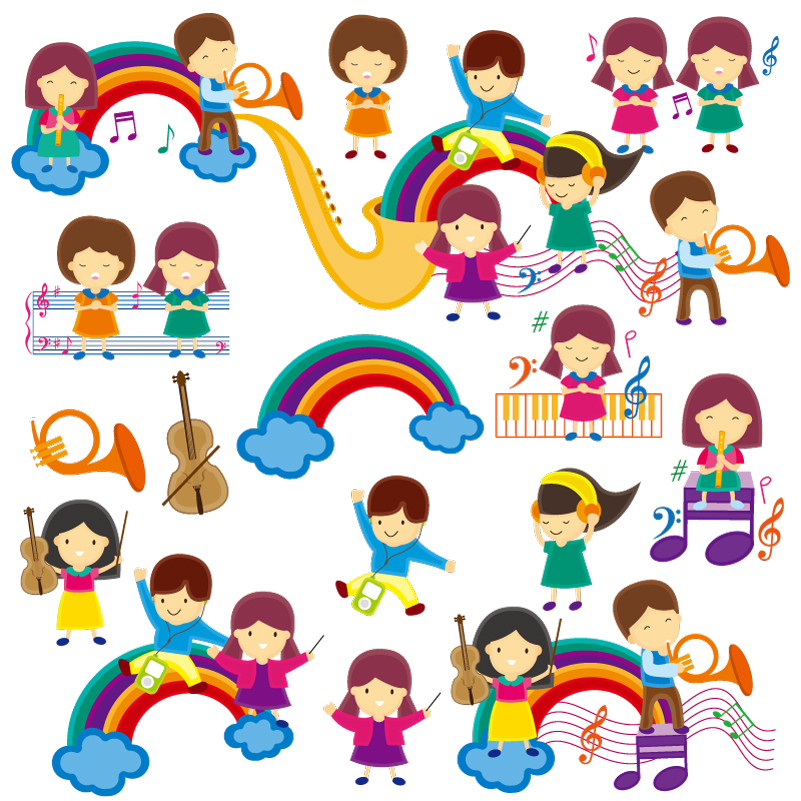 801x801 Cartoon Children Music Theme Vector Free Vector Graphic Download