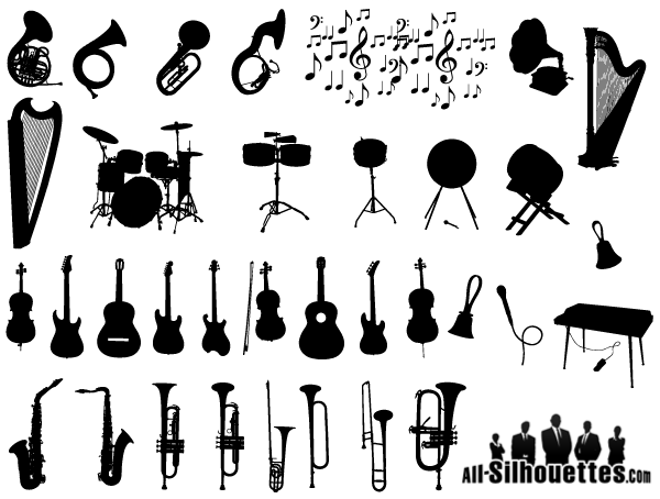 600x454 Free Free Vector Musical Instruments Silhouettes Psd Files