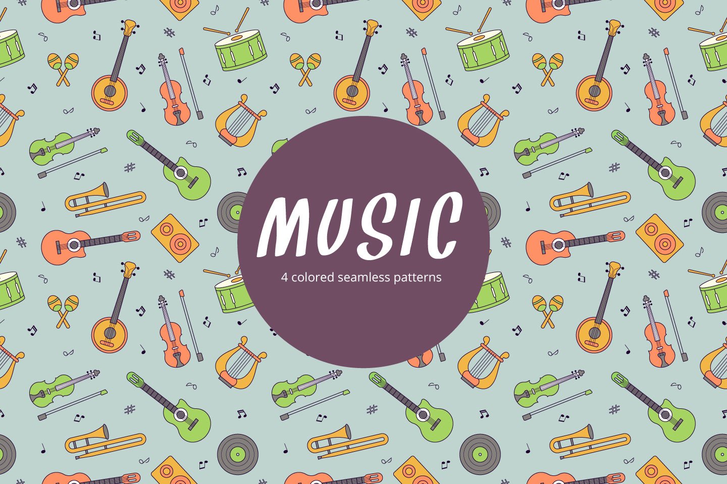 1440x960 Music Vector Free Seamless Pattern