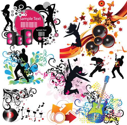 500x493 Stylish Music Illustration Vector Graphic 03 Free Download