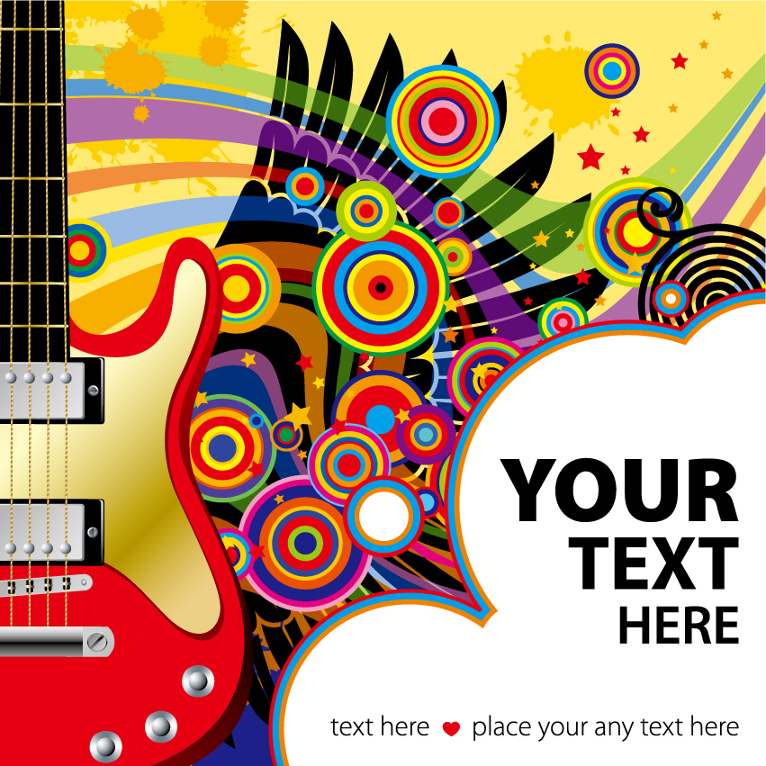 851x851 Vector Colorful Wings Guitar Music Free Vector 4vector