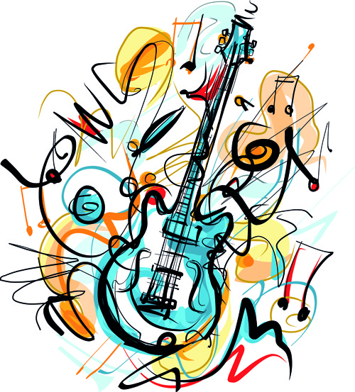 500x553 Hand Drawn Colored Musical Instruments Vector Free Vector In