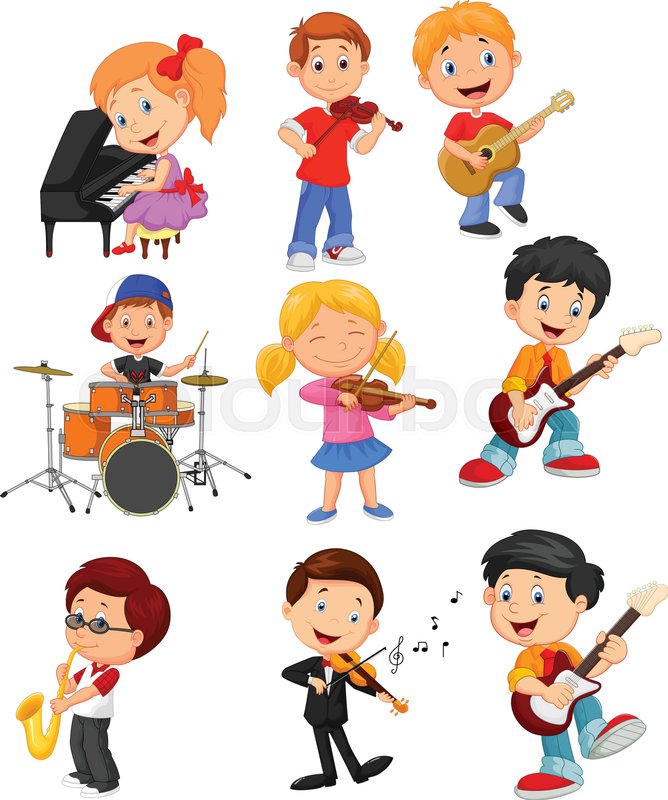 668x800 Vector Illustration Of Cartoon Little Kids Playing Music Stock