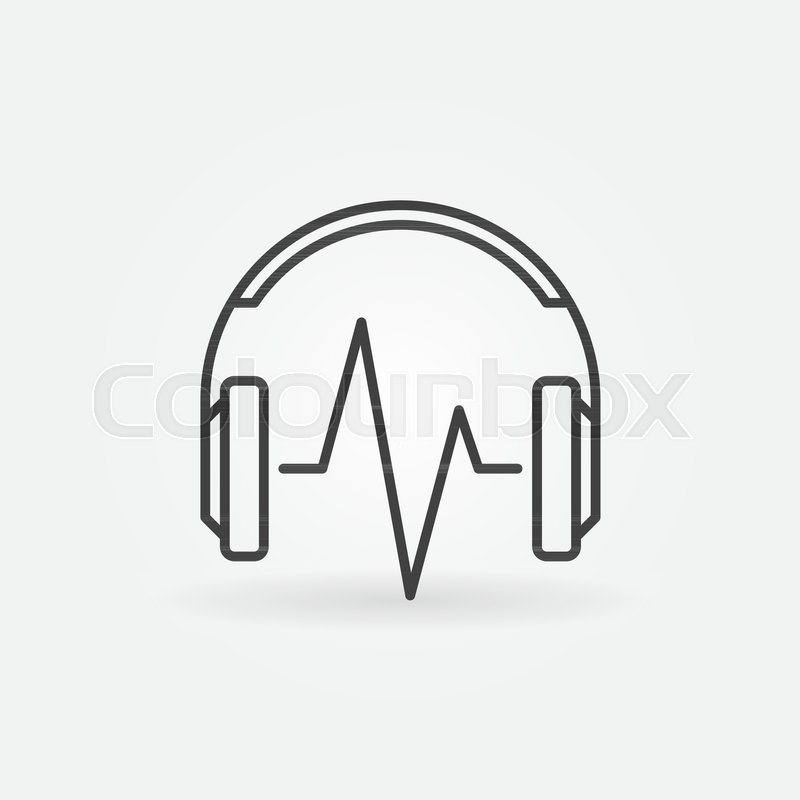 800x800 Headphone With Music Wave Vector Linear Icon Or Symbol Stock