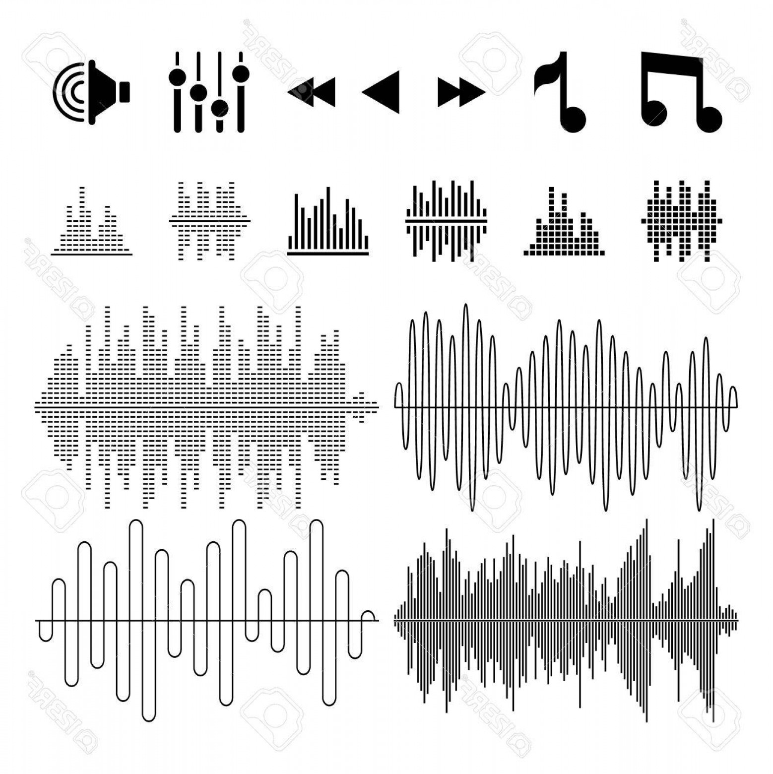1558x1560 Photostock Vector Equalizer Music Sound Waves Vector Icons Wave