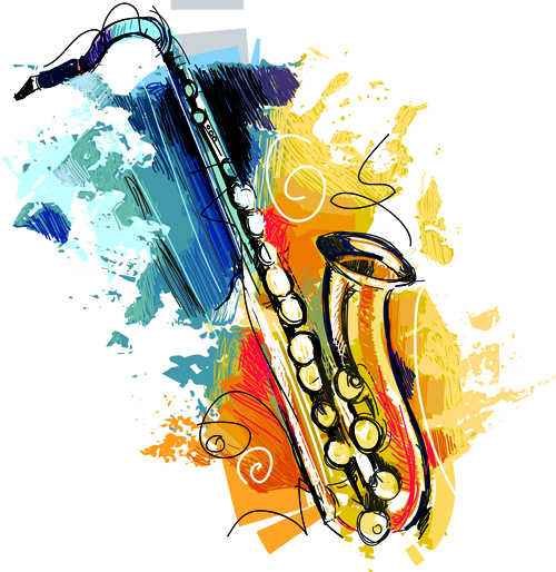 500x514 Hand Drawn Colored Musical Instruments Vector 02 Free Download