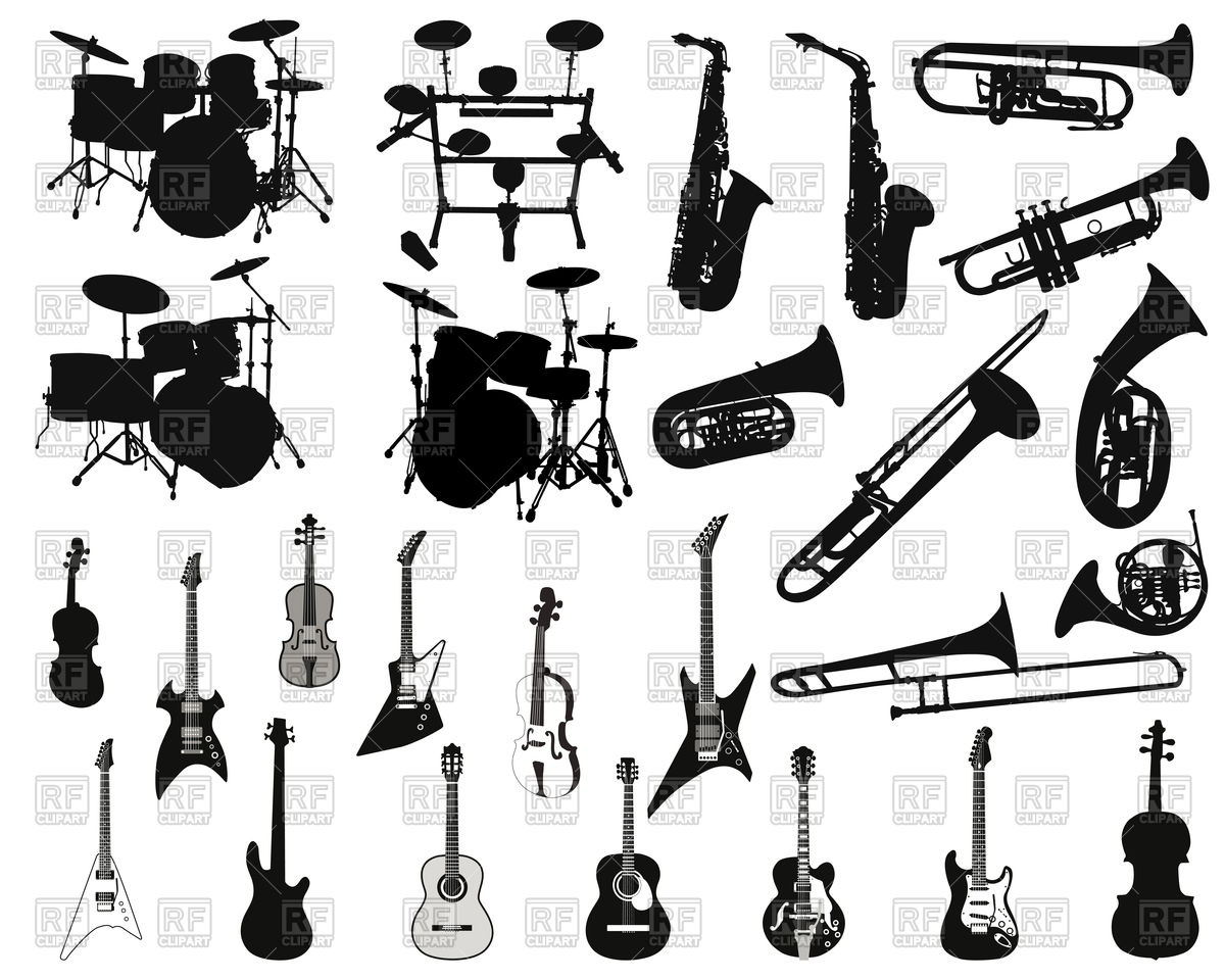 1200x960 Set Of Stringed, Wind And Percussion Musical Instruments Vector