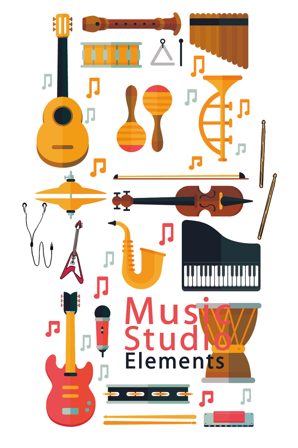 1024x1540 Music Studio Musical Instrument Vector Material Free Download