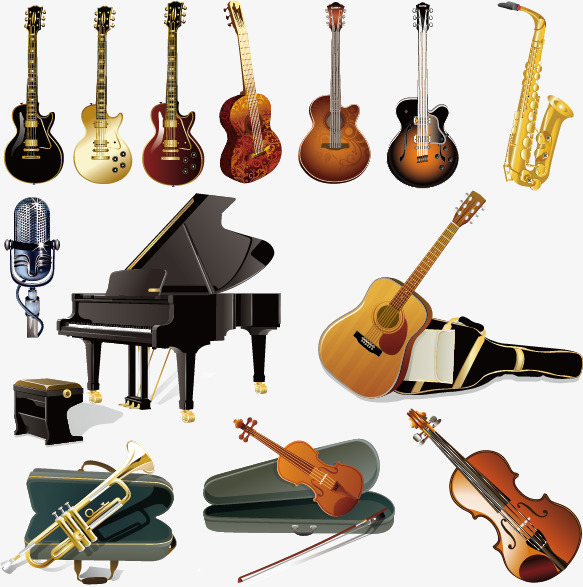 583x587 Musical Instruments Vector Elements, Piano, Guitar, Violin Png And