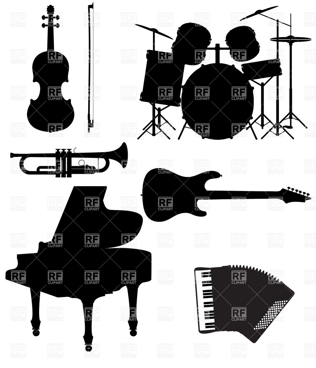 1032x1200 Silhouettes Of Musical Instruments Vector Image Vector Artwork