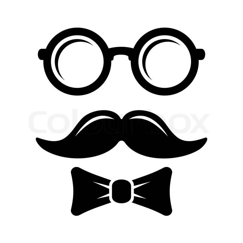 800x800 Hipster Style Set Bowtie, Glasses And Mustaches. Vector