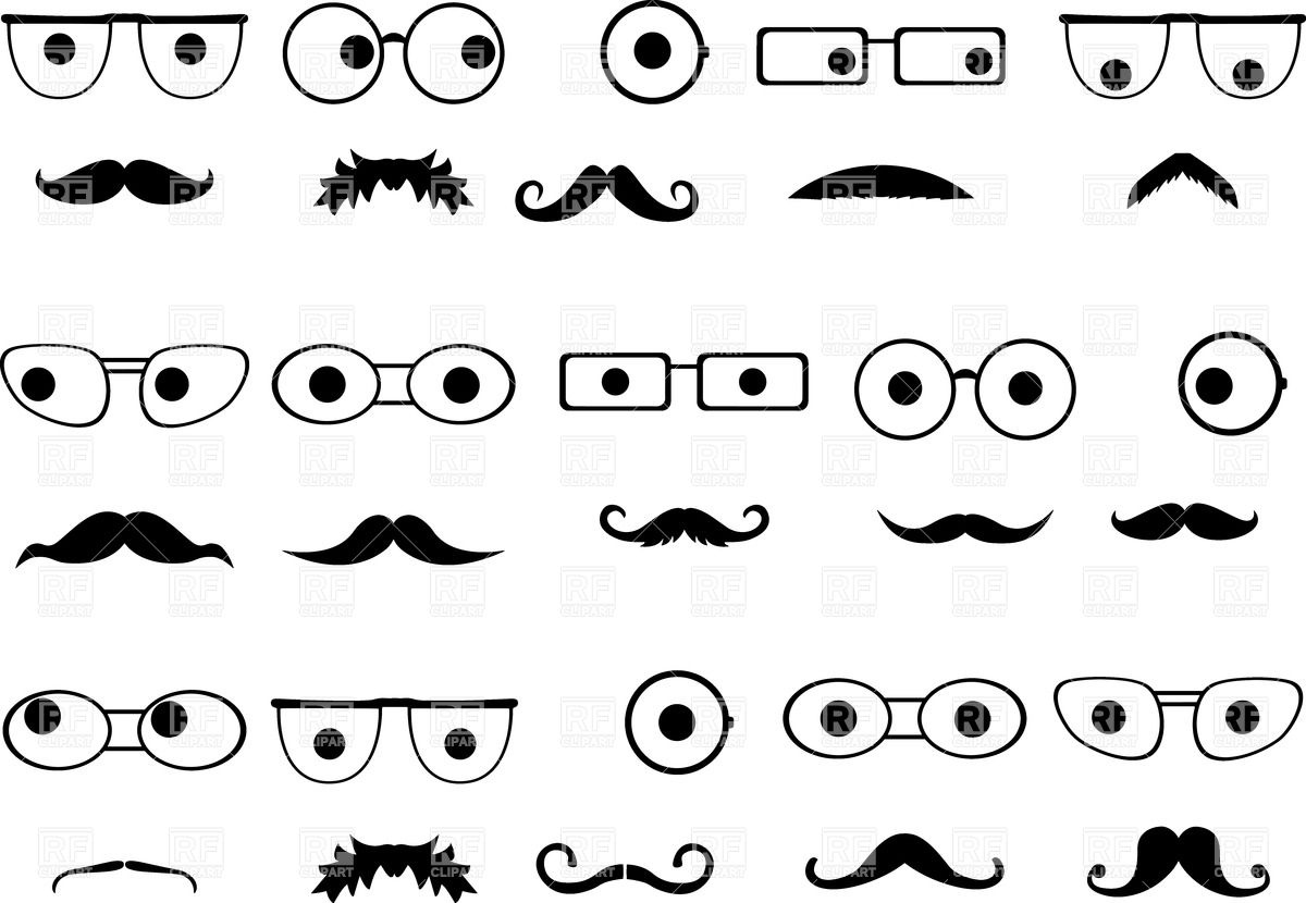 1200x830 Invisible Faces With Spectacles And Funny Moustache Vector Image