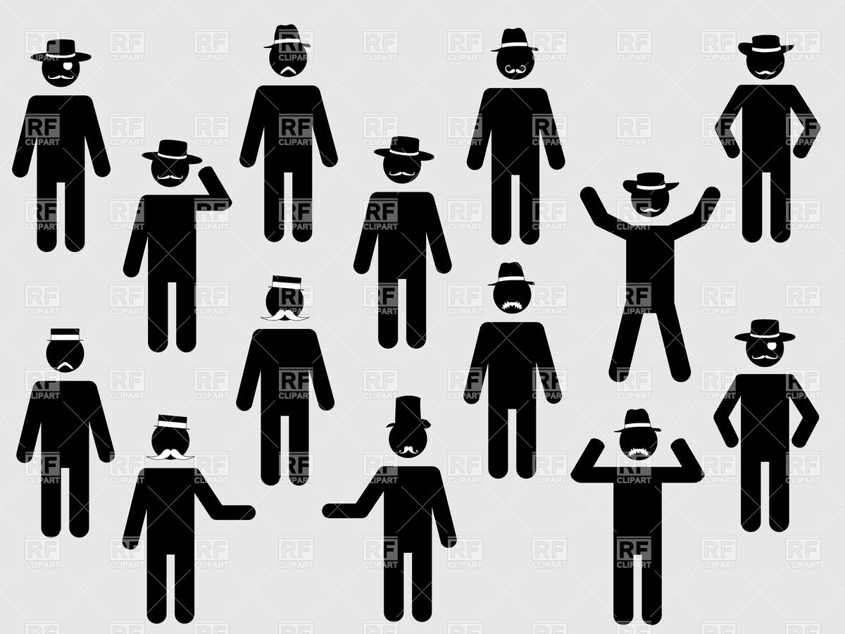 1200x900 People Pictograms With Hats And Mustache Vector Image Vector