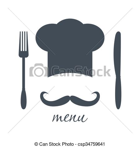 450x470 Big Chef Hat With Mustache Vector Illustration. Big Chef Hat With