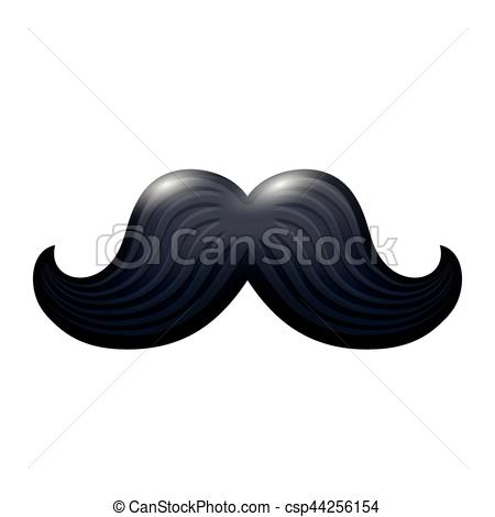 450x470 Black Glossy Mustache. Vector Icon Isolated On White. Cartoon Male
