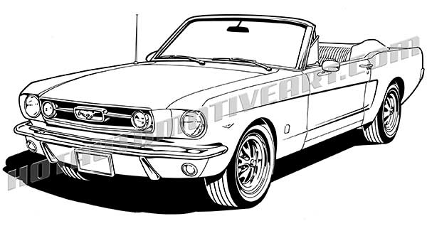 600x318 1966 Ford Mustang Convertible Vector Clip Art, Buy Two Images, Get